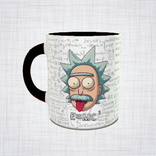Caneca Porcelana Ricky and Morty Albert Einstein cálculos