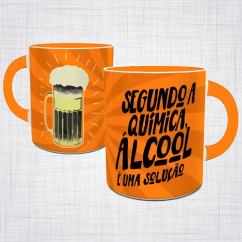 Caneca Porcelana Segunda A Quimica Alcool E Solução