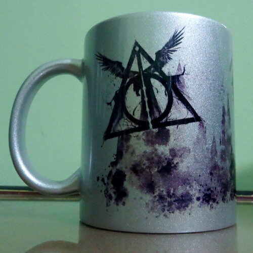 Caneca Porcelana Rosa Dourada Prateada Personalizada