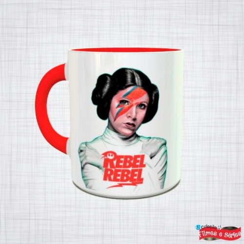 Caneca Porcelana Star Wars Princesa Leia David Bowie Rebel