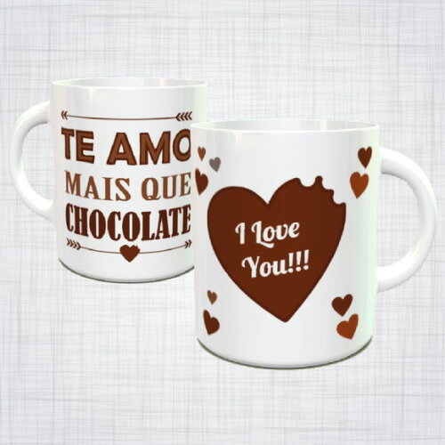 CANECA PORCELANA TE AMO MAIS QUE CHOCOLATE