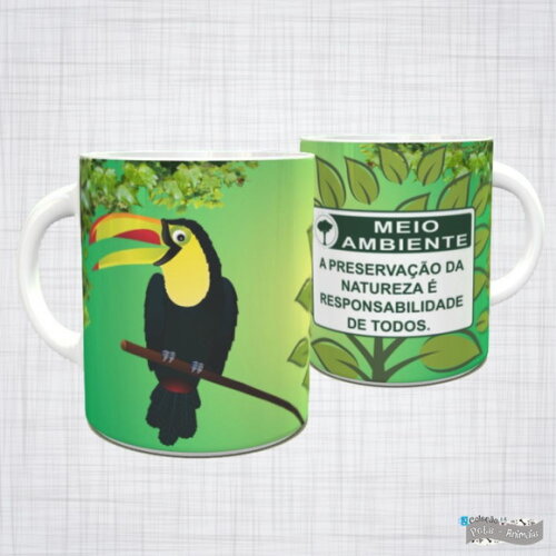 Caneca Porcelana Tucano Meio Ambiente Preservação