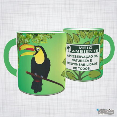Caneca Porcelana Tucano Meio Ambiente Preservação