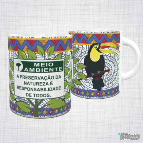 Caneca Porcelana Tucano Natureza Responsabilidade De Todos