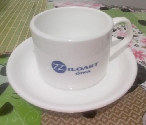Caneca xícara Porcelana 150 ml com pires Personalizada