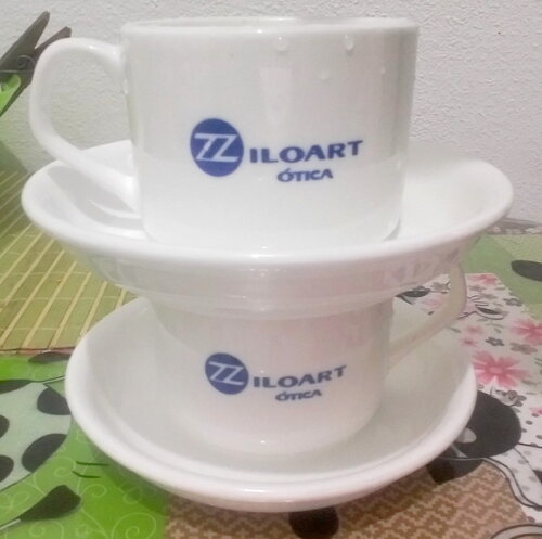 Caneca xícara Porcelana 150 ml com pires Personalizada