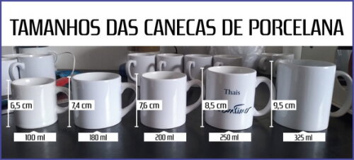 Caneca Xícara Porcelana Branca 250 ml Personalizada