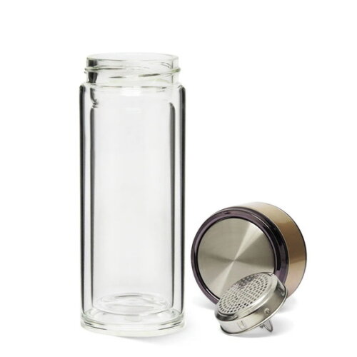 Garrafa Vidro Parede Dupla Infusor Chá 300 ml Personalizada
