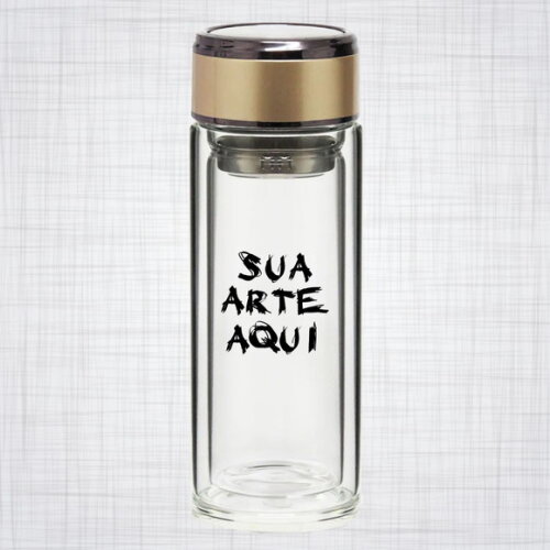 Garrafa Vidro Parede Dupla Infusor Chá 300 ml Personalizada