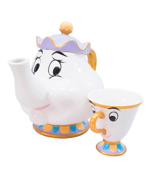 Jogo Xícara Chip e Bule Madame Samovar ABela E a Fera Disney