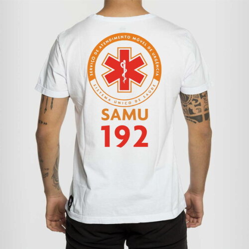 Kit 3 Camiseta Samu 192 Branca Estampa Frente e Costas