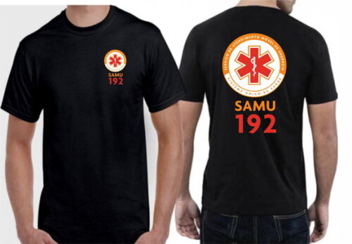 Kit 3 Camiseta Samu 192 Preta Algodão Estampa Frente Costas