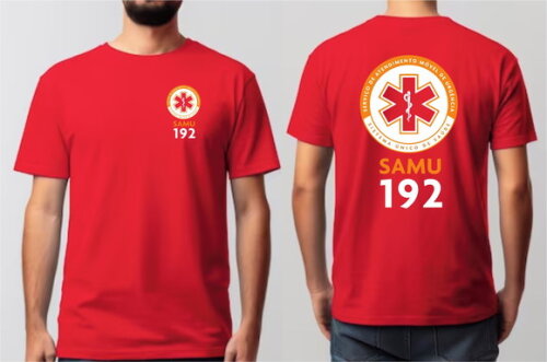 Kit 3 Camiseta Samu Vermelha Algodão Estampa Frente Costas