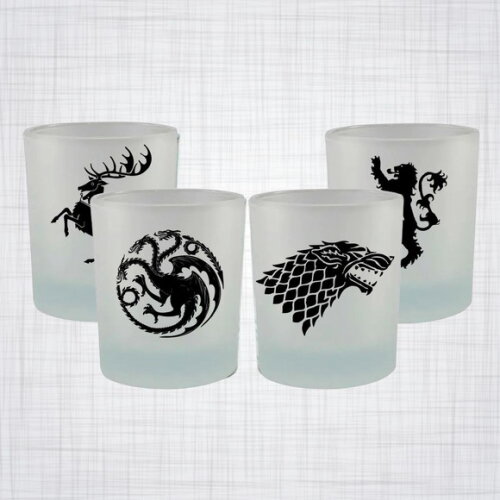 Kit 4 Copos De Vidro Whisky Game Of Thrones Stark Lannister
