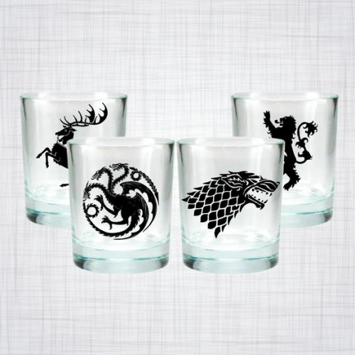 Kit 4 Copos De Vidro Whisky Game Of Thrones Stark Lannister