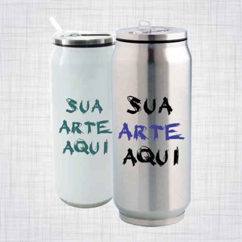 Lata térmica inox branca ou cromada personalizada 500 ml