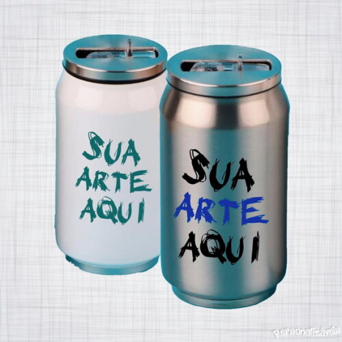 lata termica inox branca ou cromada personalizada 380 ml