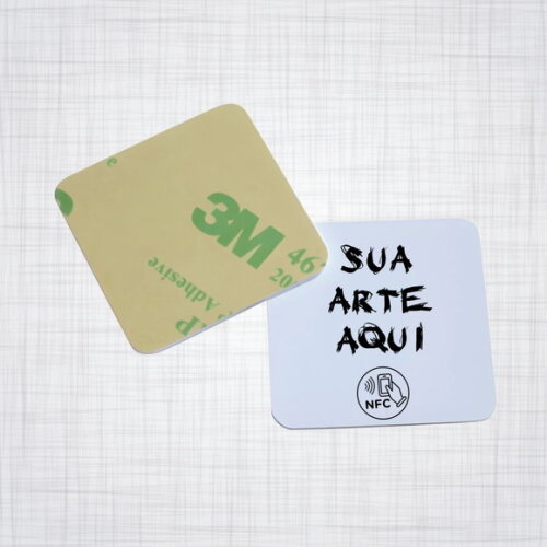 Mini Placa Acrílica Chip Nfc 5x5cm Dupla Face Personalizada