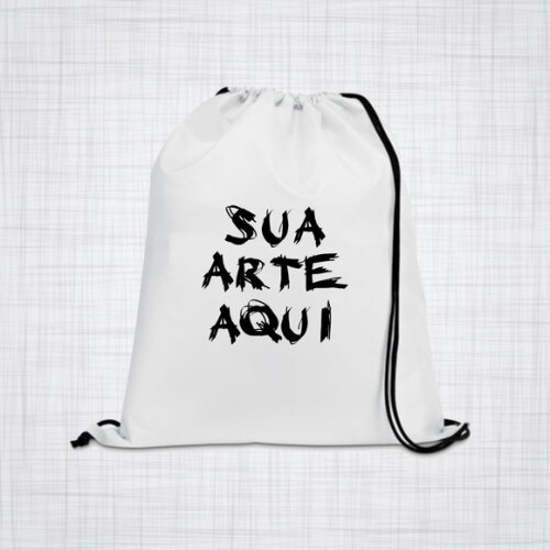 Mochila Bolsa Saco Branca Alça Preta 35x40 cm Personalizada