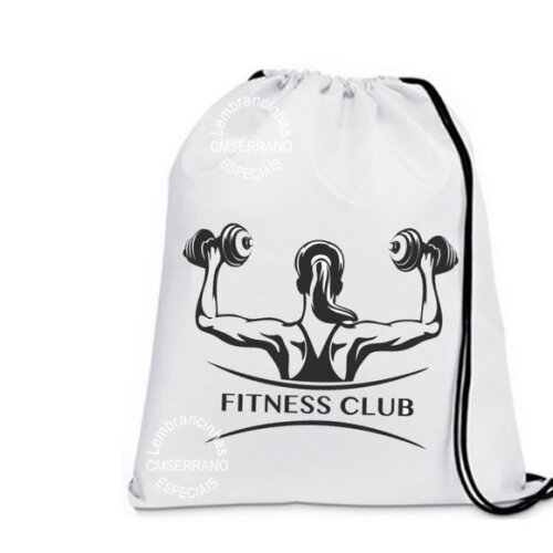 Mochila Bolsa Saco Branca Alça Preta 35x40 cm Personalizada