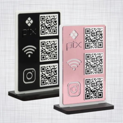 Placa Qr Code Pix Wifi Insta 10x15cm Base mdf Personalizada