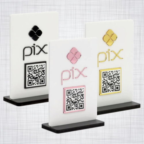 Placa Acrílico Qr Code Pix 10x15cm Base mdf Personalizada