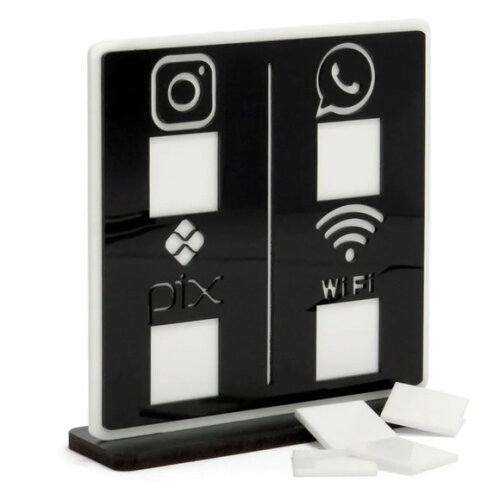 Placa Qr Code Pix Wifi Insta 15x15cm Base mdf Personalizada