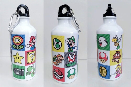 Squeeze Alumínio Branco Mosquetão 600 Ml Mario Bros