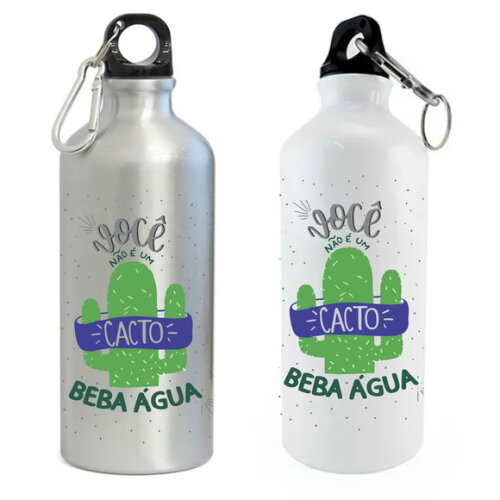 squeeze alumínio mosquetão 600 ml voce nao e cacto beba agua