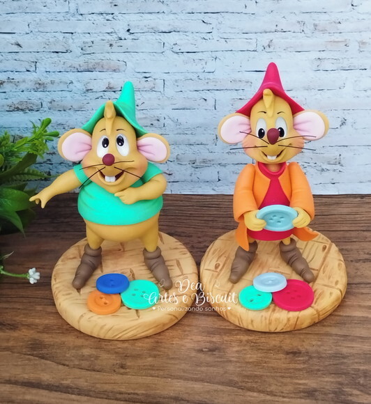 Enfeite de Mesa Biscuit Ratinhos da Cinderela (Unitário)