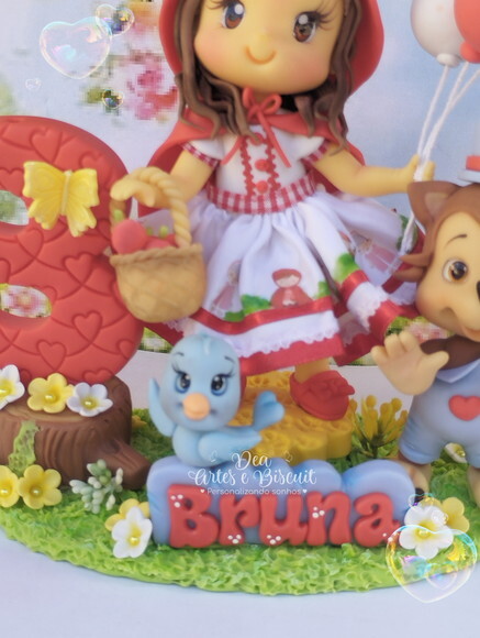 Topo de bolo Biscuit - Chapeuzinho Vermelho | Dea Artes e Biscuit