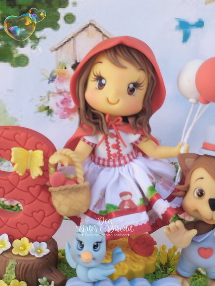 Topo de bolo Biscuit - Chapeuzinho Vermelho | Dea Artes e Biscuit