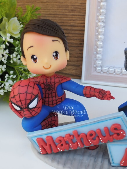 Topo de Bolo Homem-Aranha em Biscuit | Dea Artes e Biscuit