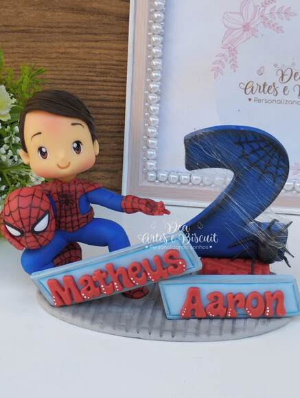 Topo de Bolo Homem-Aranha em Biscuit | Dea Artes e Biscuit