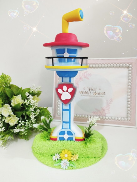 Topo de Bolo Torre Patrulha Canina Biscuit | Dea Artes e Biscuit