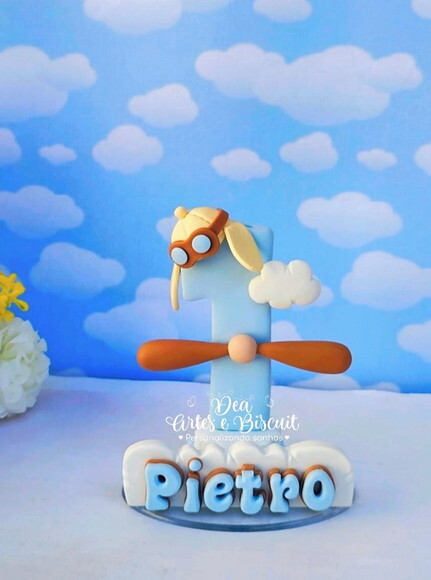 Vela Aviador em Biscuit Personalizada | Dea Artes e Biscuit