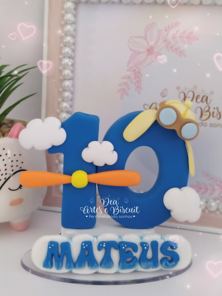 Vela Aviador em Biscuit Personalizada | Dea Artes e Biscuit
