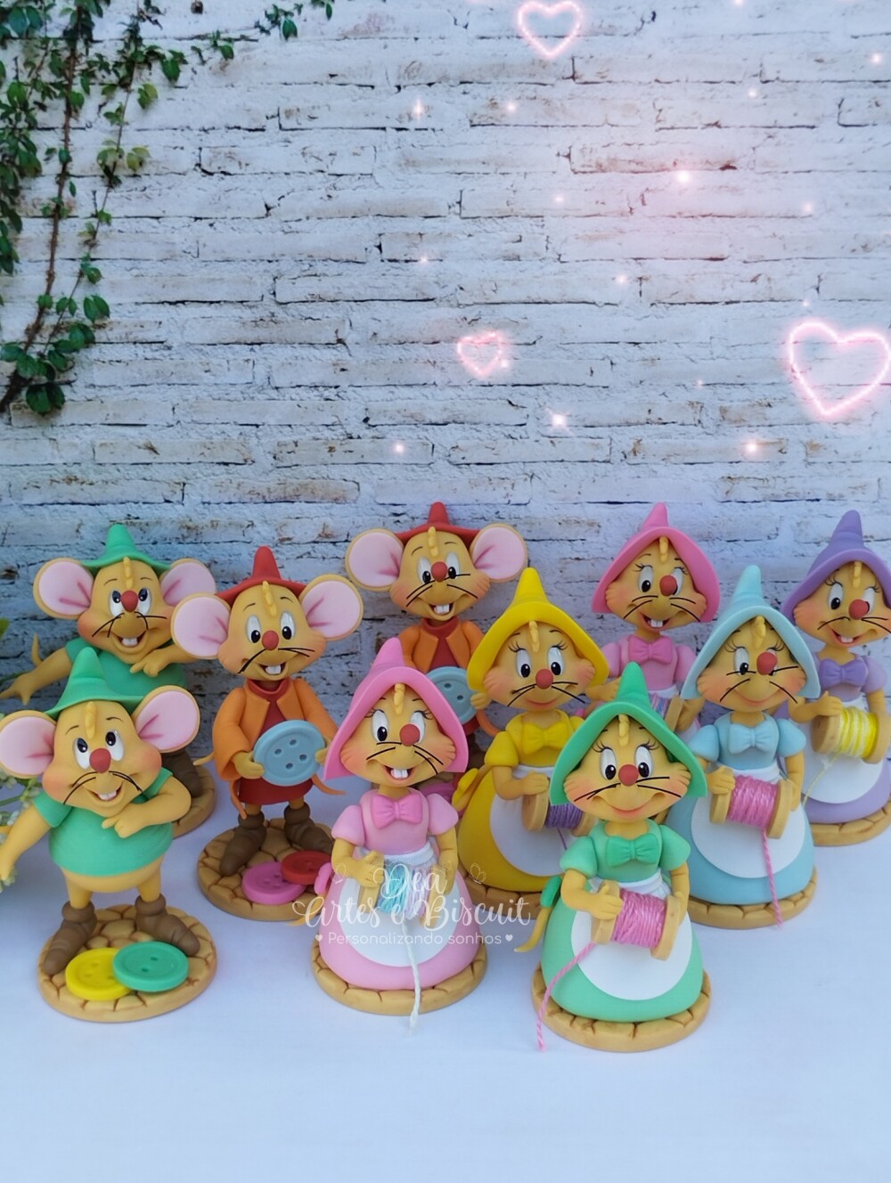 Apliques de Luxo Ratinhos em Biscuit | Dea Artes e Biscuit