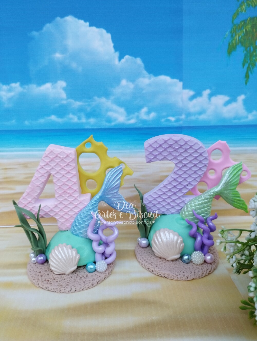Vela Fundo do Mar Sereia em Biscuit