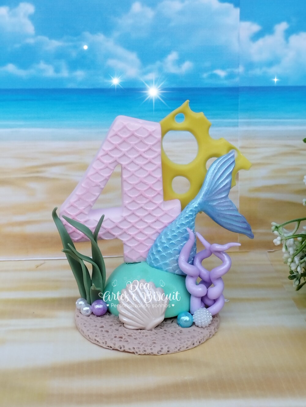 Vela Fundo do Mar Sereia em Biscuit