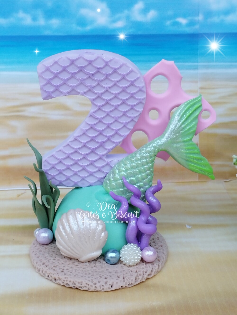 Vela Fundo do Mar Sereia em Biscuit