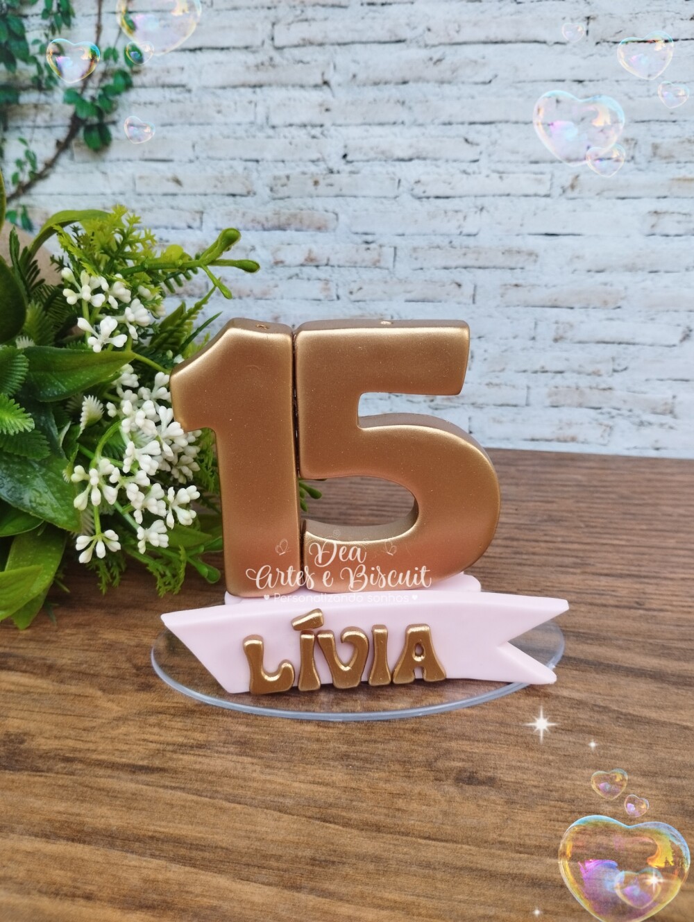 Vela de 15 Anos Minimalista Dourada com Nome