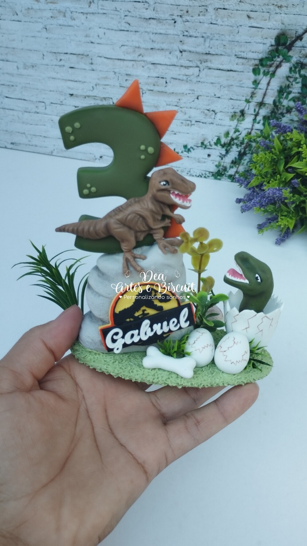 Vela Personalizada em Biscuit - Tema Dinossauro