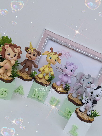 Cubos Decorativo Safari Baby em Biscuit