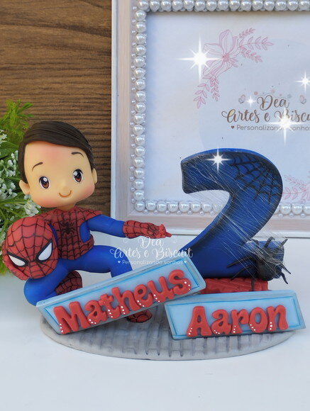 Topo de Bolo Homem-Aranha em Biscuit | Dea Artes e Biscuit