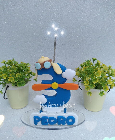 Vela Aviador em Biscuit Personalizada
