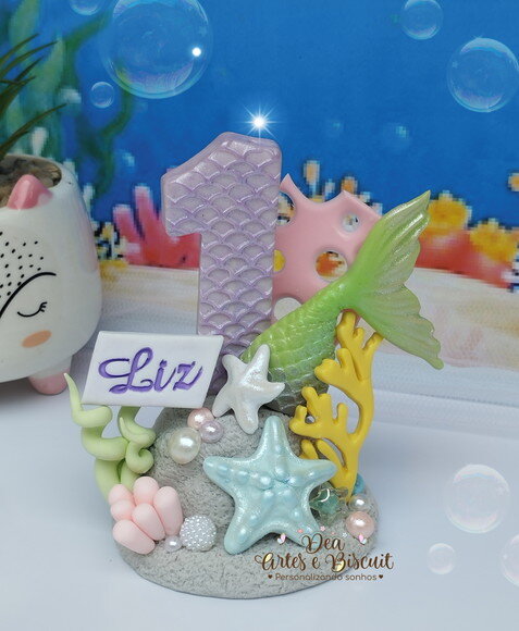Vela Fundo do Mar Sereia em Biscuit