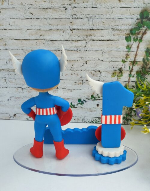 Topo de Bolo em Biscuit - Capitão América| Dea Artes e Biscuit