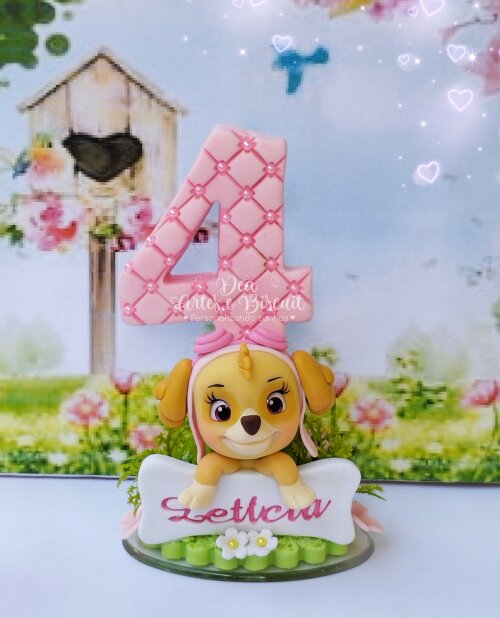 Vela Personalizada Patrulha Canina Skye em Biscuit com Nome - Cópia