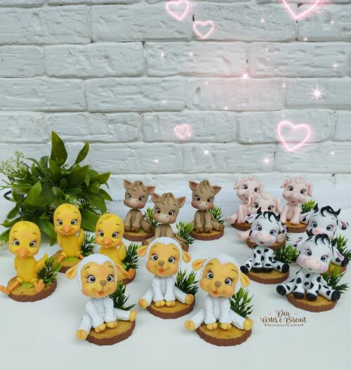 Apliques de Bichinhos da Fazendinha em Biscuit